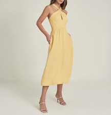 Reiss Yellow Orla Halter Neck