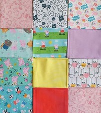 Peppa Pig Fat Quarter 100% Cotton Fabric Nursery, Patchwork, Cushion