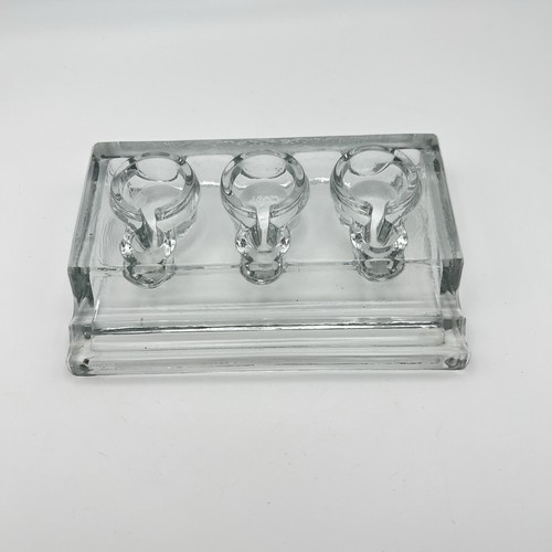 Vintage glass triple inkwell - triple,