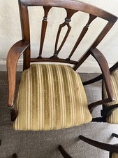 Antique Reproduction Mahogany & Fabric Georgian Style 6 x Dining Chairs