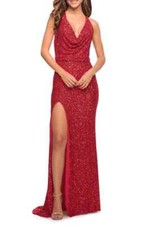 La Femme Red Sequin Sleeveless