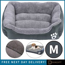 MEDIUM PET DOG BED CAT BEDS LUXURY SOFT WASHABLE PUPPY CUSHION BASKET 50x40CM
