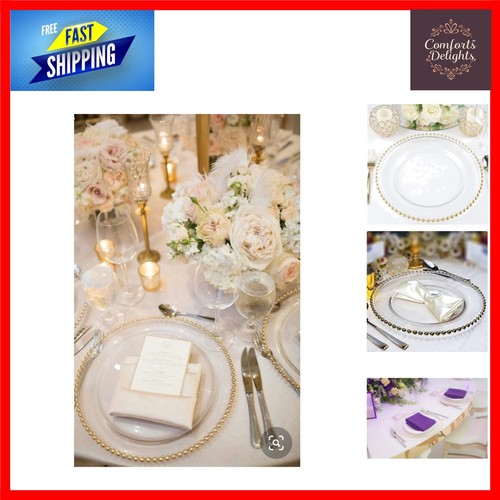 Glass charger plate beaded - glass,