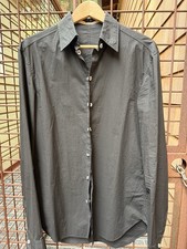 CAROL CHRISTIAN POELL CCP BLACK COTTON MENS BUTTON DOWN SHIRT SIZE 46 ITALY