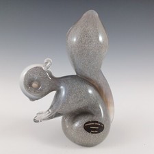 MARKED Wedgwood Grey Glass Squirrel Paperweight RSW410