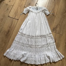 Antique Heirloom Baby’s Christening Gown Hand Made Embroidered Lace 38” Long