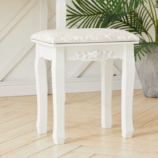 Modern Dressing Table Stool Makeup Bench Soft Padded Cushion Piano Seat White