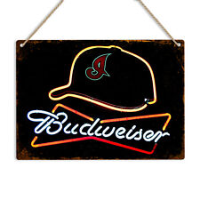 Budweiser Neon Effect Retro Metal Sign Beer Lager Wall Plaque Home Pub Bar Shed