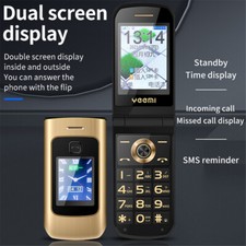 Dual-screen Flip Big Buttons Mobile Phones Clamshell Anti Lost Unlock 2 Sim GSM