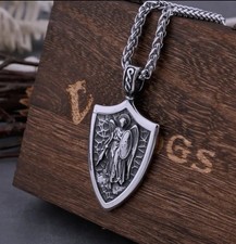 Saint Michael Archangel Necklace Stainless Steel Talisman Token Pendant Mens