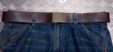 Genuine Vintage Eastern Block Military Brown Leather Trousers Belt - All Sizes