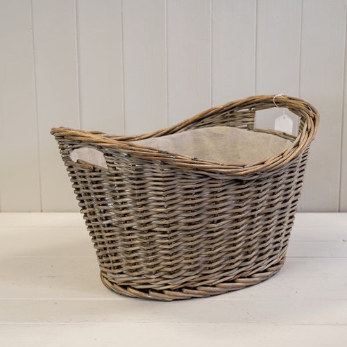 Large oval log basket with - basket,