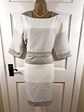 Fee G Gold & Cream Patterned Special Occasion Dress, UK 16, Excellent Condition