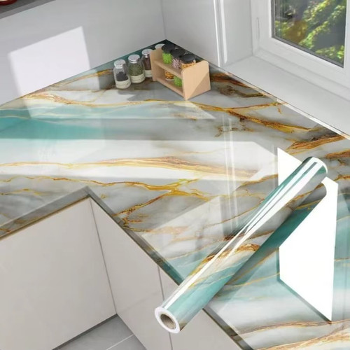 Fablon white black - black, marble