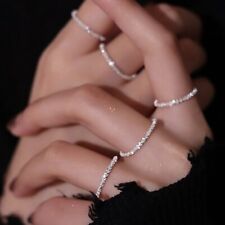 Fashion Silver Gypsophila Flash Chain Finger Ring Women Wedding Jewelry Gift