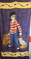 Harry Potter Vintage 2001 Blue Beach Bath Towel Philosophers Stone Movie Hedwig