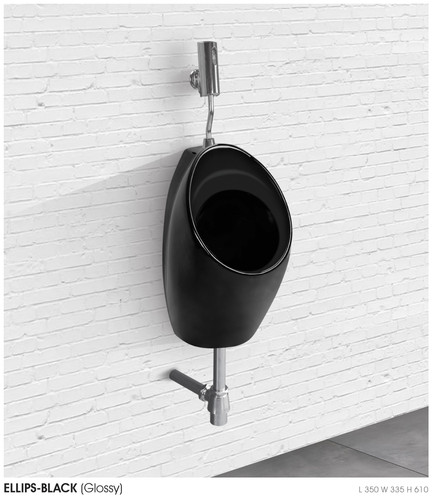 Ellips black ceramic urinal - ceramic,