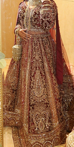 Women red bridal lengha - red,