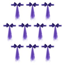 12Pcs Stretch Satin Chair Sashes Bows Chair Bands Decor Floating Tied Purple