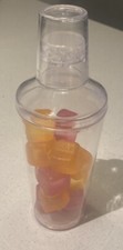 Cocktail Shaker Set clear Plastic with reuseable ice cubes and measurement cup