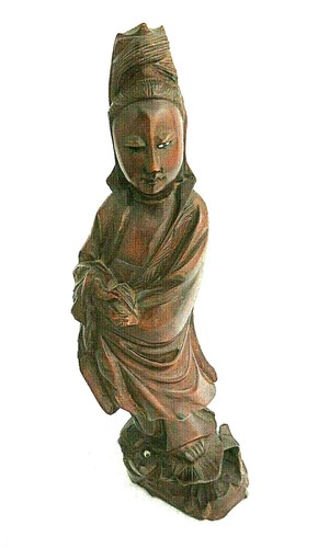 Old carved boxwood kwan quan - old,
