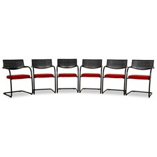 6er Set Vitra Visavis Fabric Chair Red Black
