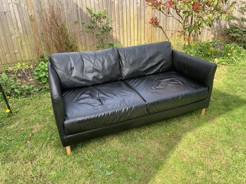 Habitat black leather - habitat, sofa