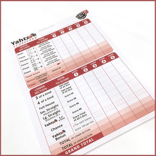 Yahtzee score pad - -,