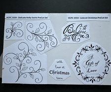 Heartfelt Creations Christmas  Rubber Stamps - Holly Swirls and Christmas Words
