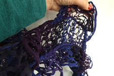 hand-knitted lacy ruffle scarf