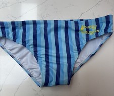 Men’s Budgy Smugglers Swim Wear Gym Pool 34” stripes blue yellow classic  Rugby