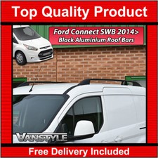 FITS FORD TRANSIT CONNECT SWB 2014> BLACK ROOF RACK RAILS BARS QUALITY NO DRILL