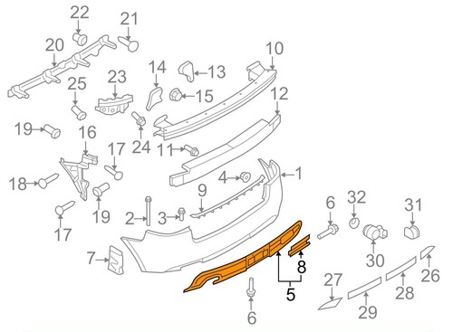Audi rear bumper spoiler - bumper,