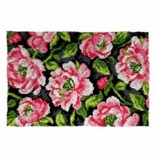 Pink Roses Latch Hook Kit, Rug