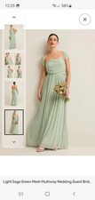 NEXT Light Sage Green Mesh Multiway Wedding Guest Bridesmaid Maxi Dress Size 14