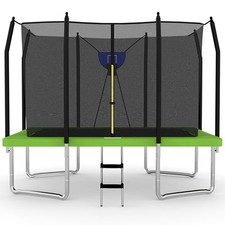 Big Air Bounce 8x12ft Rectangular Trampoline with Safety Enclosure Green FREE La