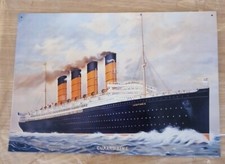 Vintage CUNARD LINE RMS LUSITANIA Pressed Steel Sheet Picture. Size: 42 x29 cms.