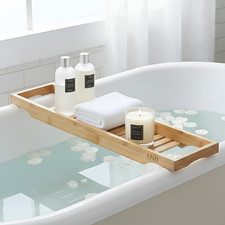 Bath Caddy Tray Wooden Bamboo Durable Water-Resistant Bath Shelf for Relaxation