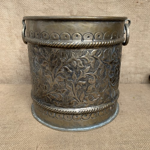 Antique brass planter with - antique,