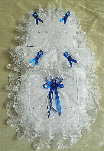 Dolls pram set broderie - dolls,