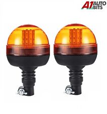 Two Led Beacon Warning Flashing Rotating Orange Flexible Din Pole Tractor Lights