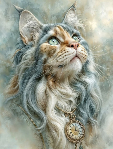 Watercolour ornate cat 1xa4 - watercolour,,