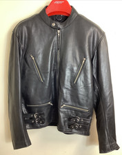 Leather Motorcycle Jacket Black Large UK44 Unarmoured Classic Retro Motorbike