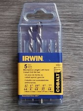 Irwin Hansen 5pc Mechanics Length Left Hand Cobalt Drill Bit Set, USA #30520