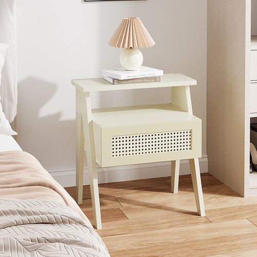 Bedside table rattan - table, drawers
