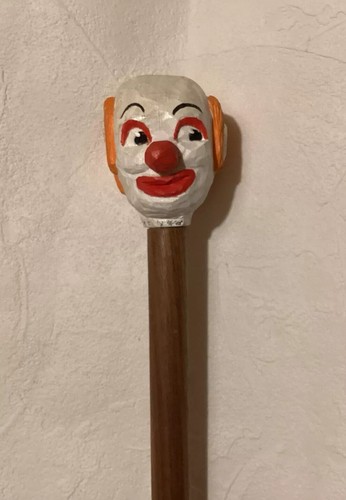 Vintage hand carved clown head - clown,