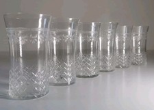 Antique Water Glasses Pall Mall Lady Hamilton Lattice Design Cut Glass Set Of 6