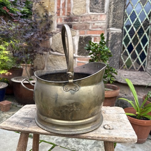 Vintage brass coal scuttle - vintage,