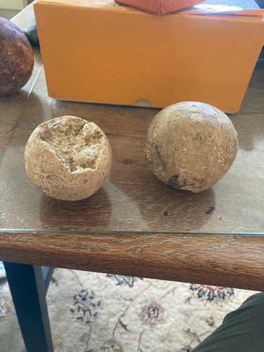 Antique stone cannon balls - antique,