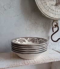 Vintage Wedgwood Asiatic Pheasants Desert Bowls Six Brown White Country House